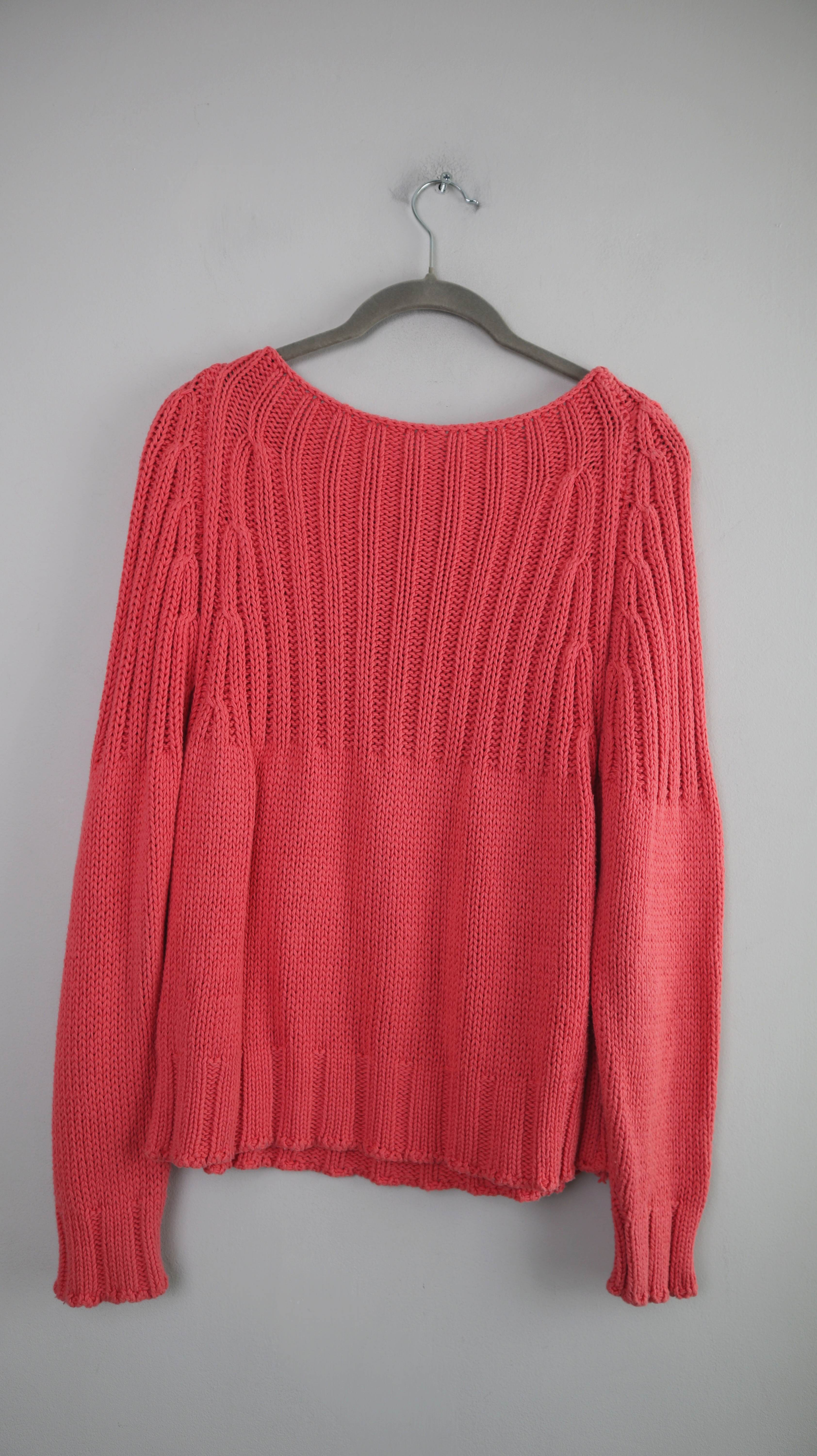 True Vintage Pullover Baumwolle Koralle rot gestrickt Strickpullover S M