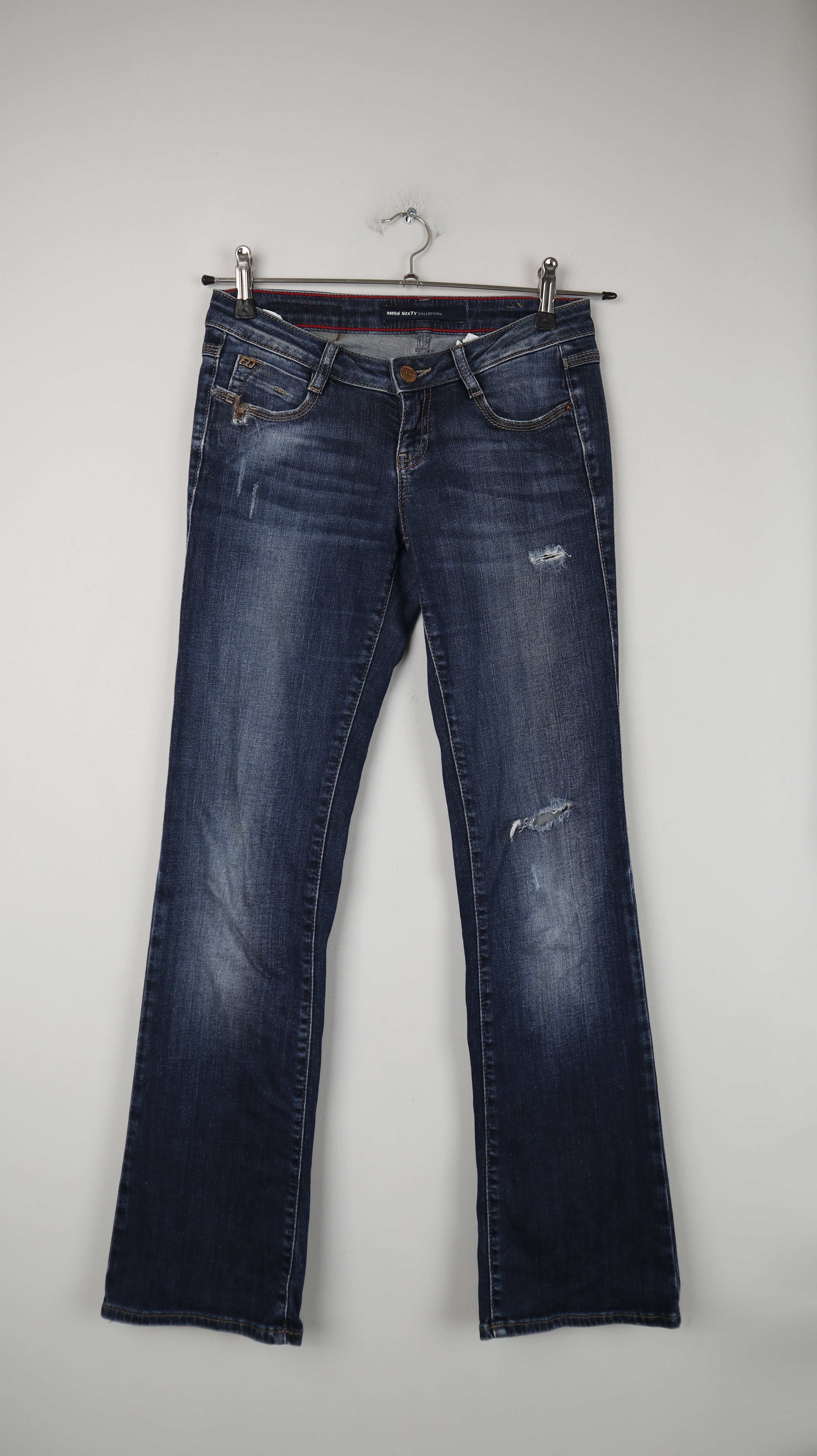 Miss Sixty Jeans Hose 27 denim blau straight fit 36 S dunkelblau ripped