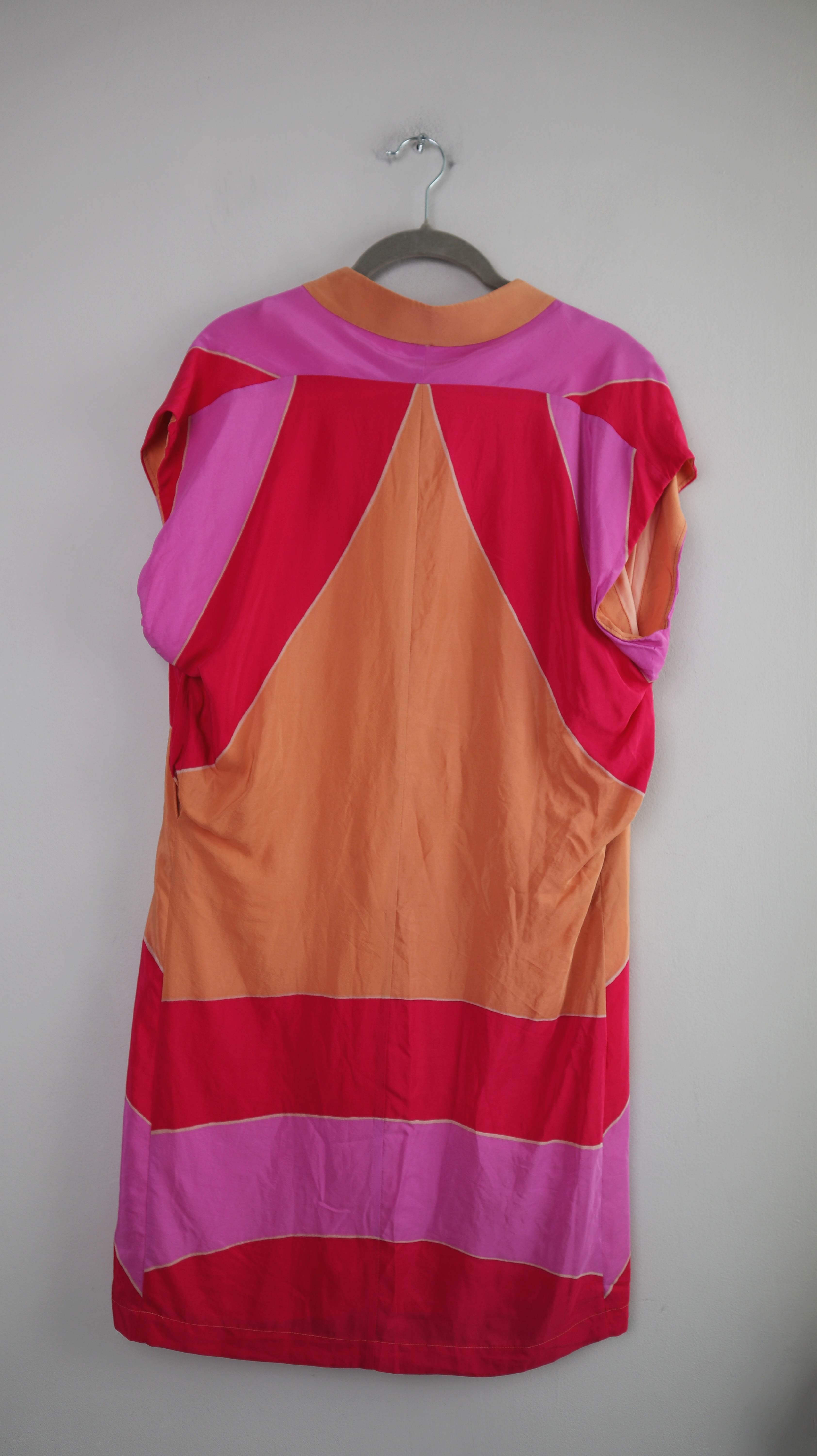 See by Chloe Kleid Midi Seidenkleid 36 S Pink Orange Design