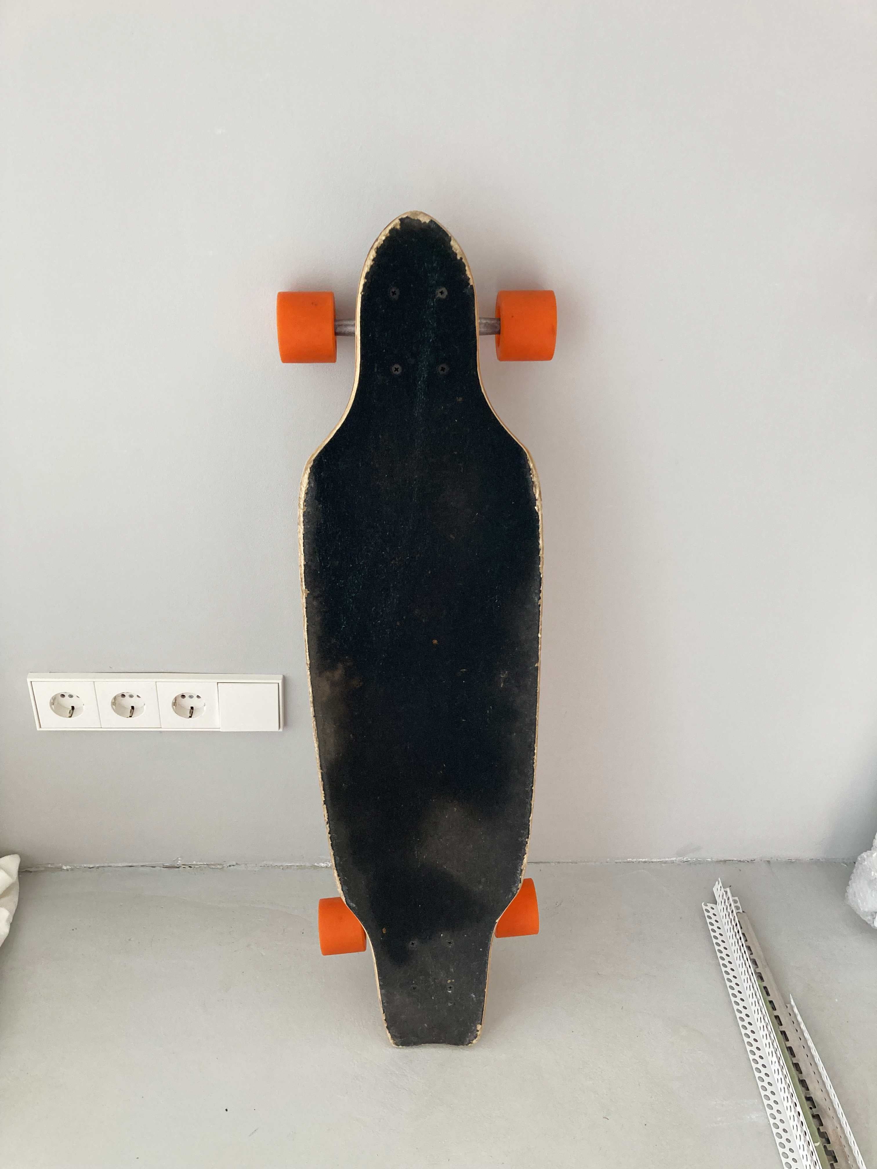 Longboard Grau Orange Skateboard