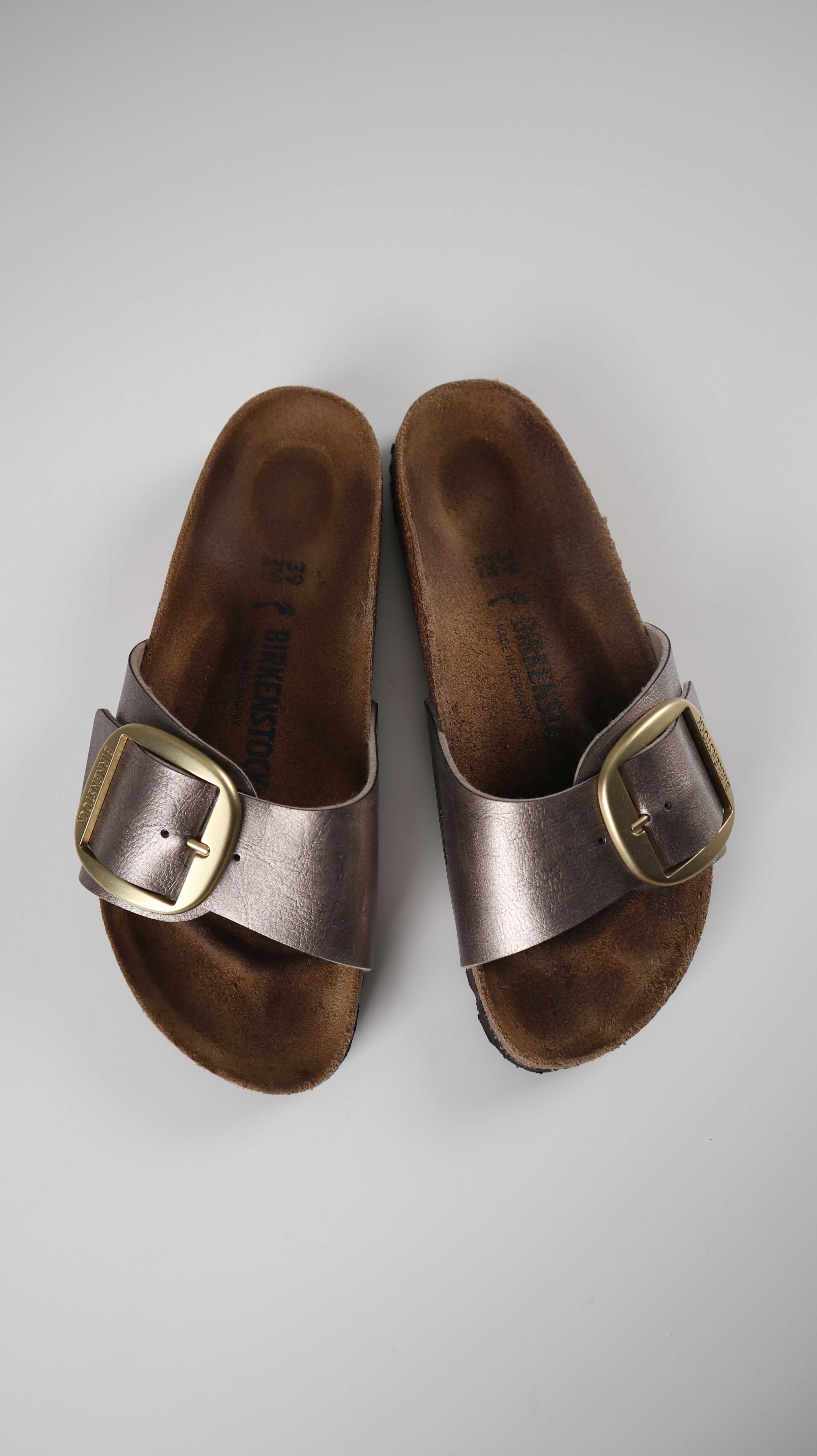 Birkenstock Madrid Slipper Sandalen 39 Gold Metallic Braun Loafer