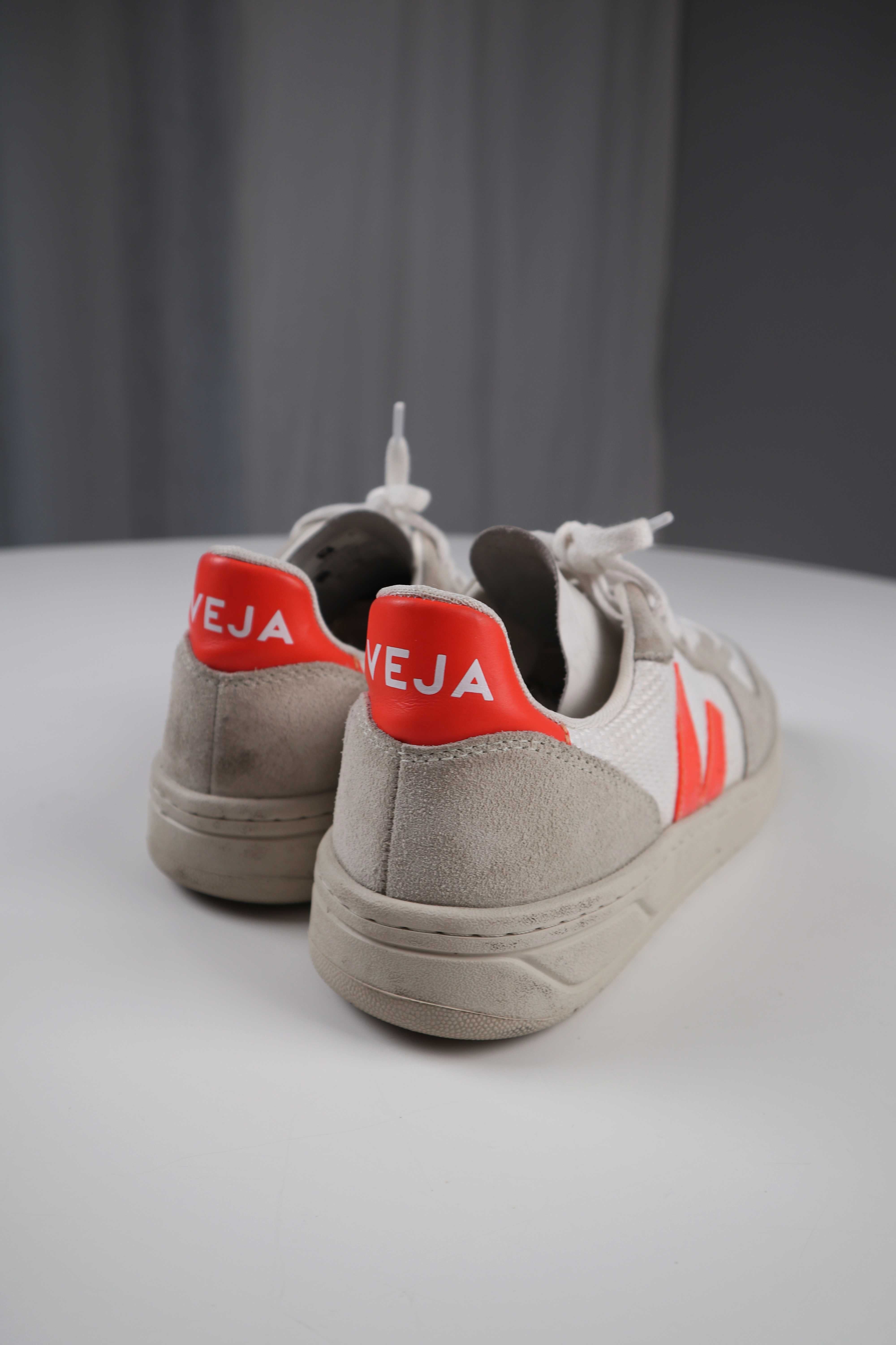 Veja Sneaker Turnschuhe Weiß Creme Orange 39 Schnürer Neonorange