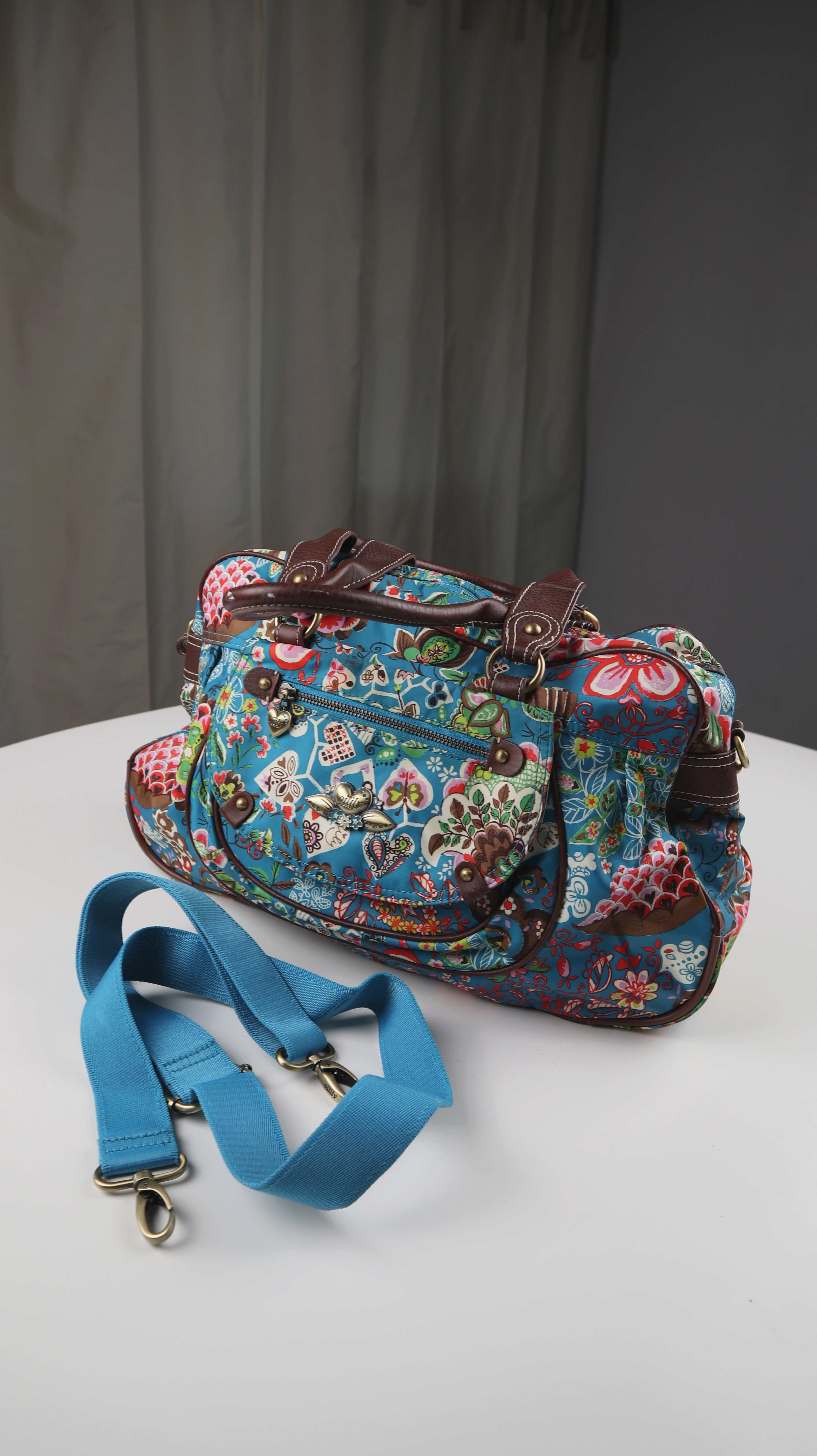 Oilily Tasche Weekender Blau Reisetasche Türkis Blumenmuster