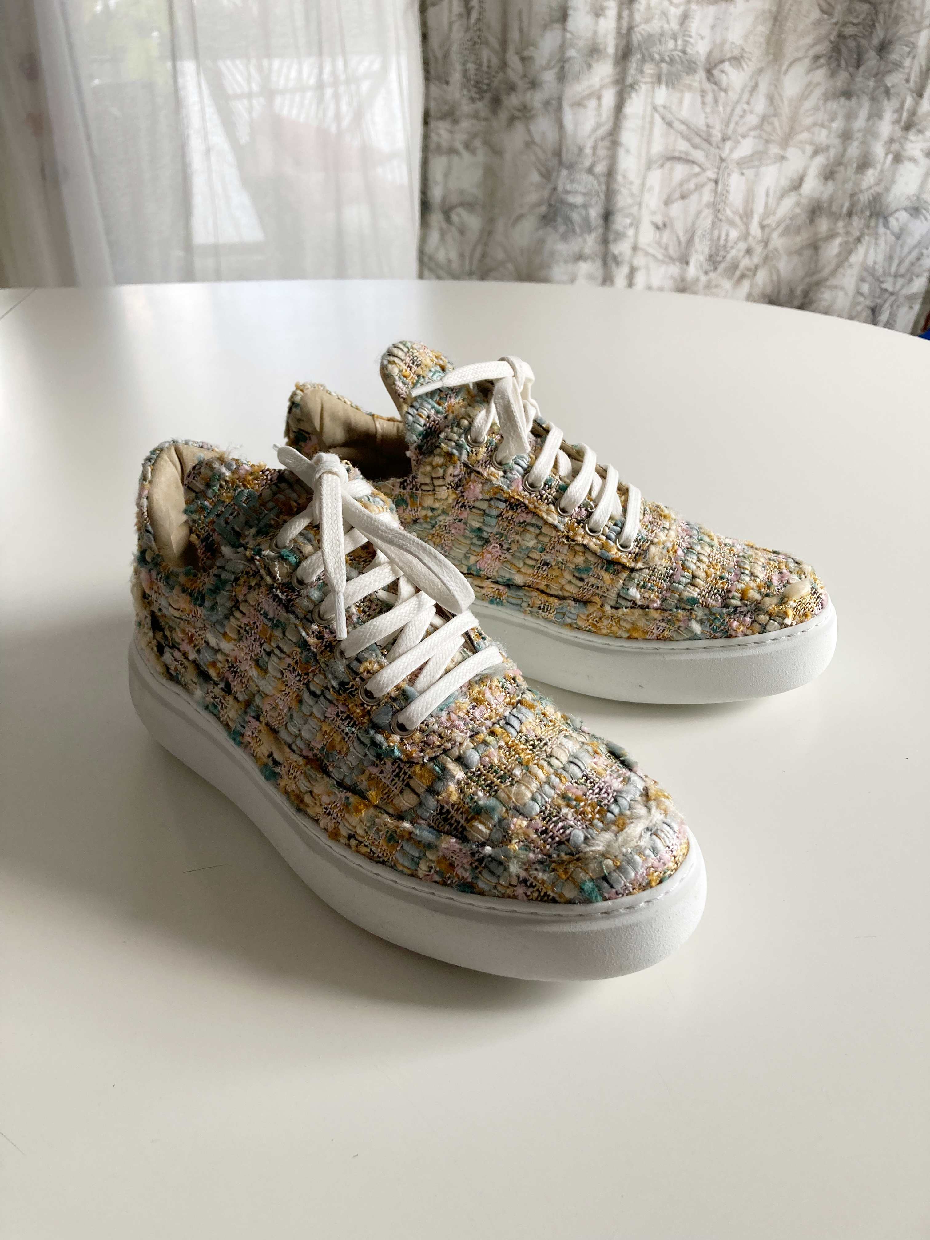 Filling Pieces Sneaker Schuhe 37 Tweed Gelb Grün Turnschuhe Schnürer