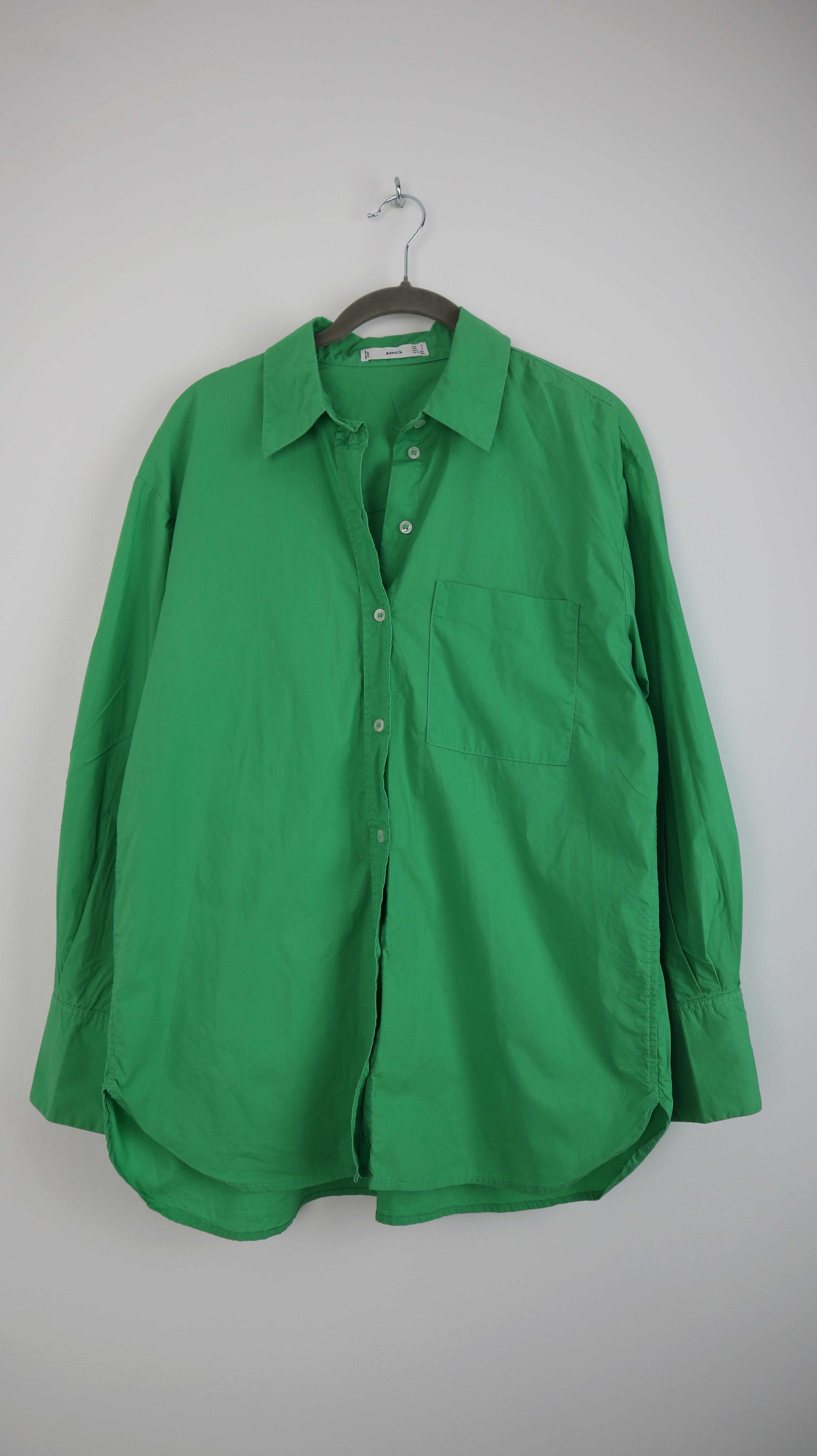 Mango Bluse Grün Hemd basic einfarbig 36 S