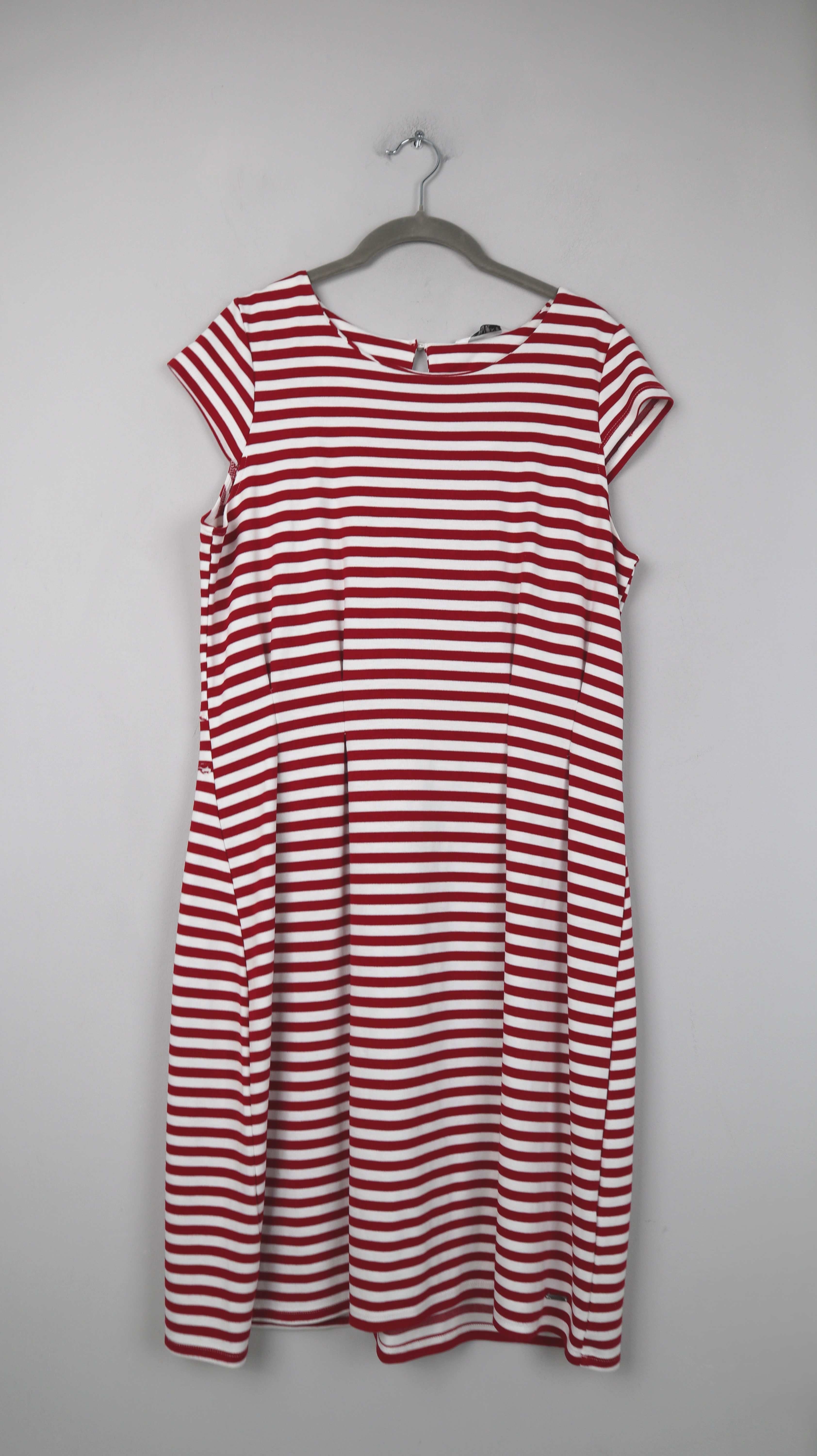 Zabaione Kleid rot weiß gestreift geringelt Midi Midikleid XL