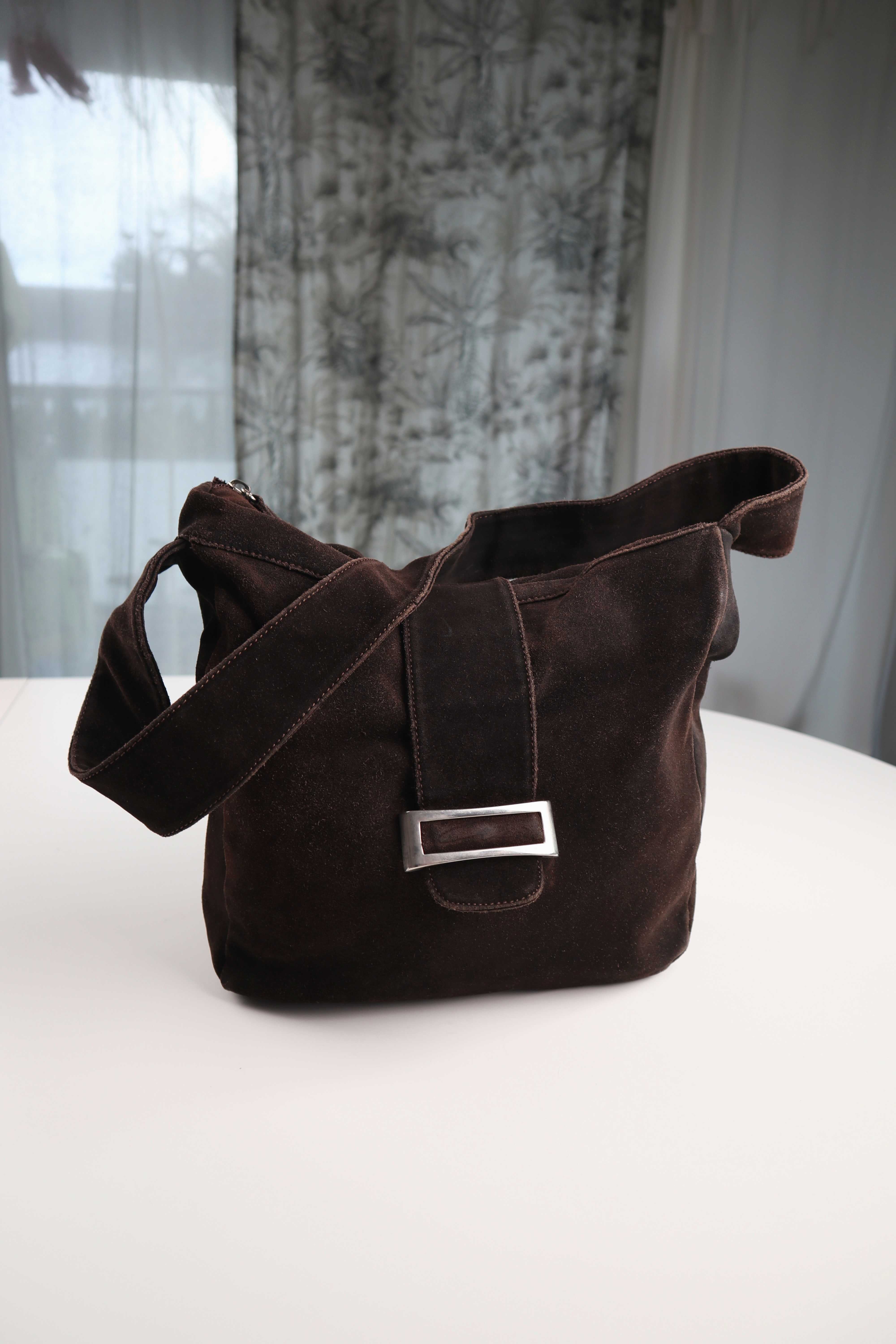 Braune Wildledertasche Tasche Ledertasche Vintage Umhängetasche Shopper