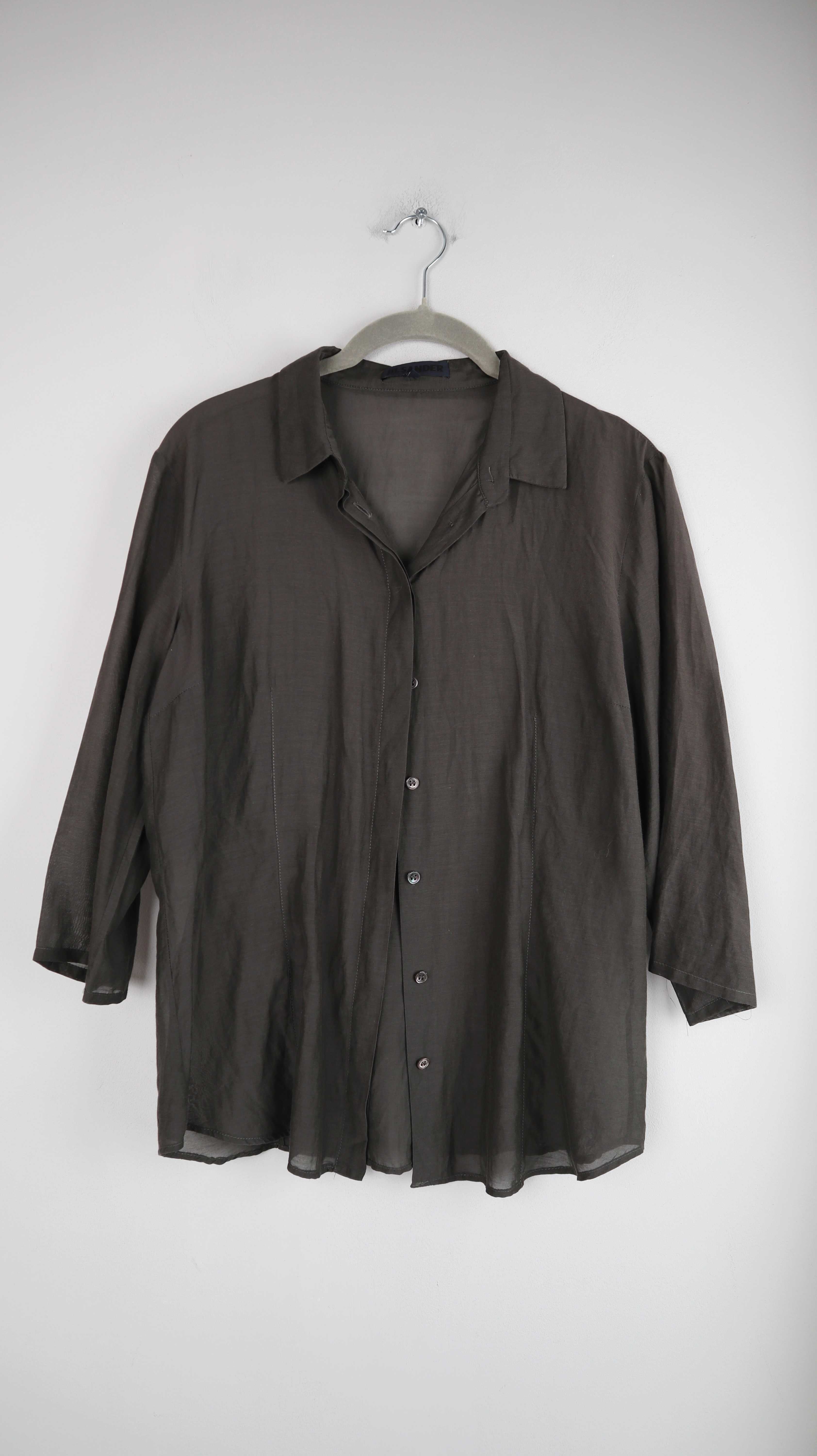 Jil Sander Bluse Hemd grau 38 M transparent Design Oberteil