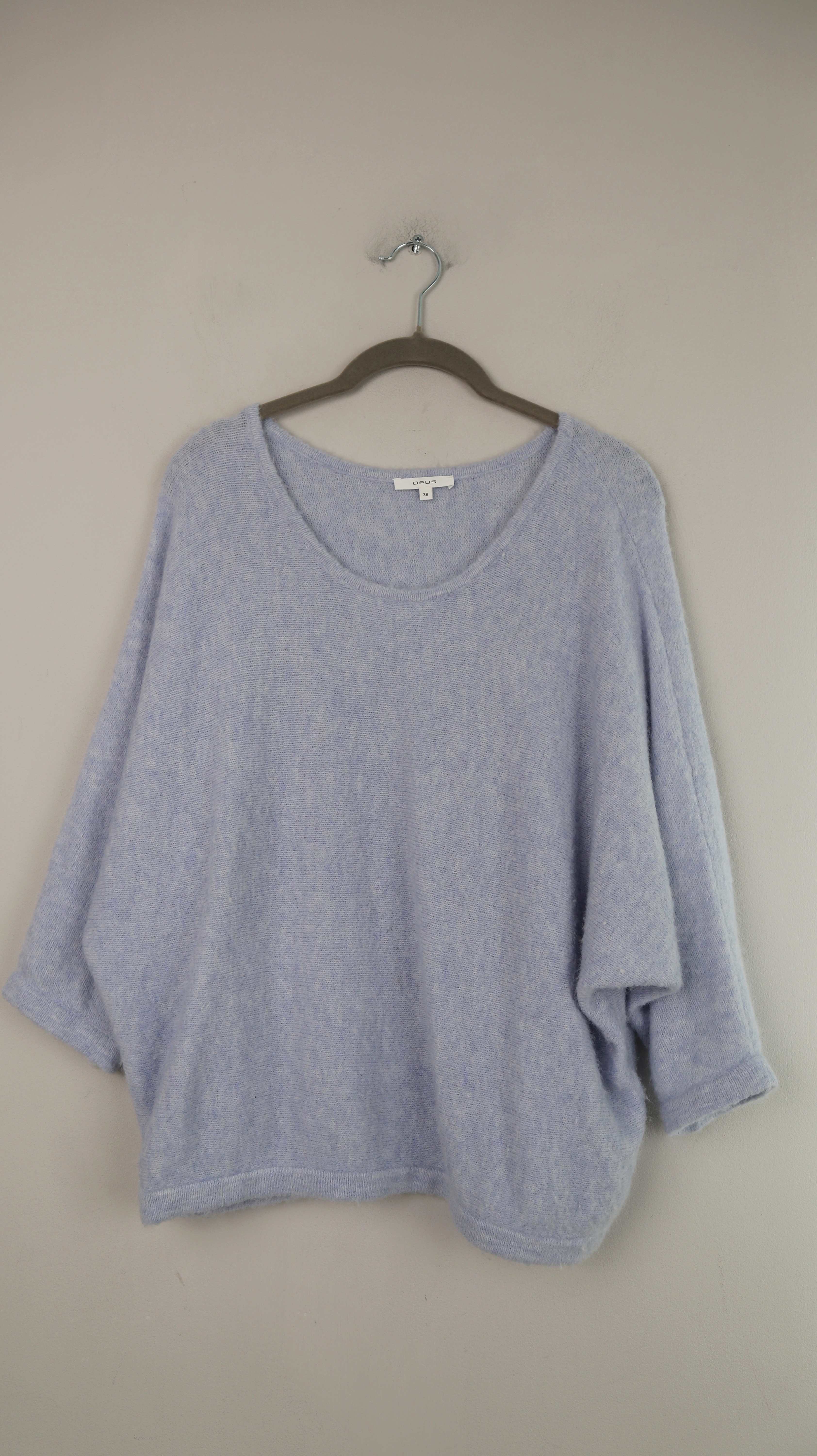 Opus Pullover Blau Hellblau Strickpullover basic einfarbig 38 M
