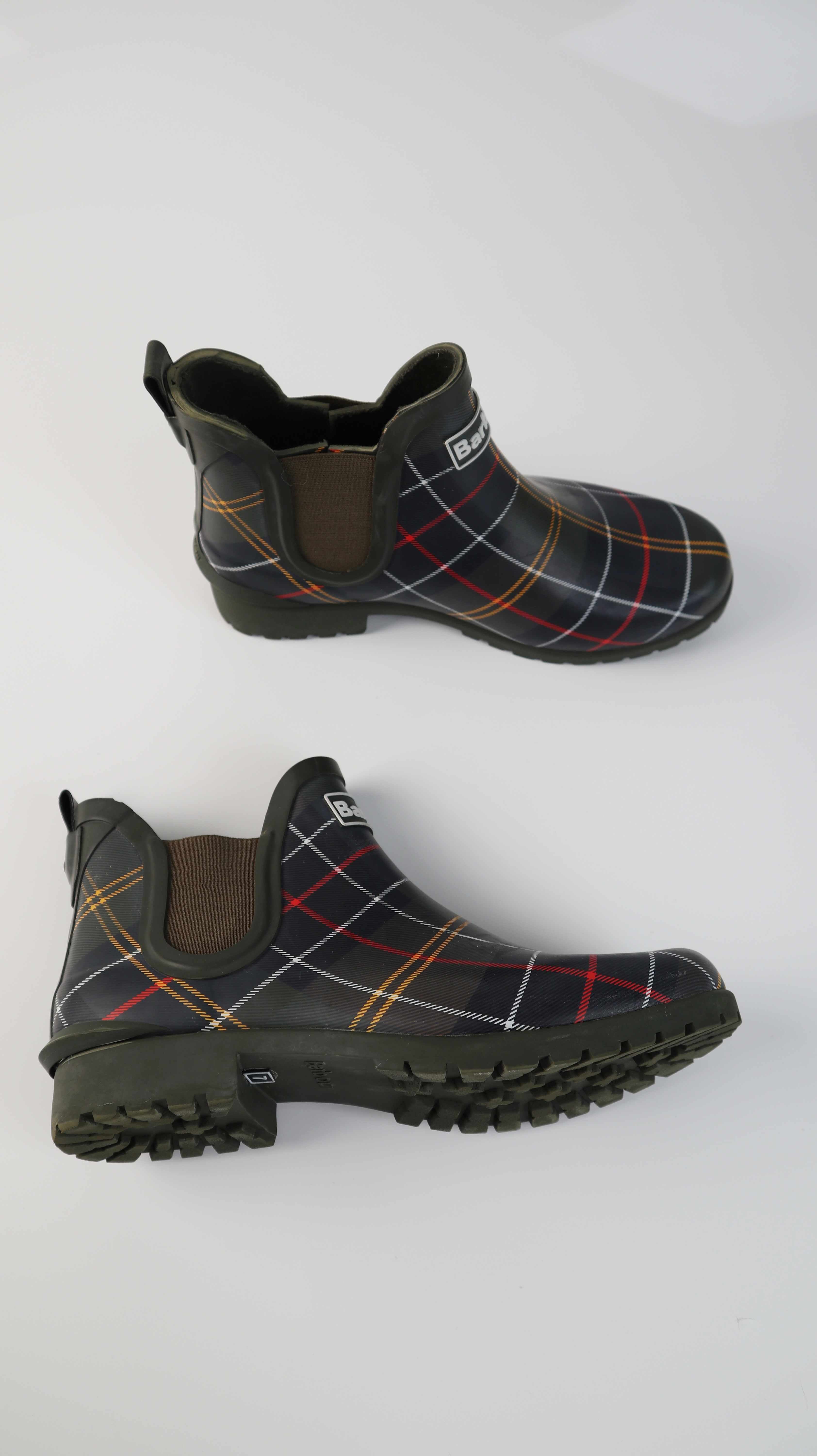 Barbour Gummistiefel grün 40 7 kariert Halbschuhe England Regenstiefel
