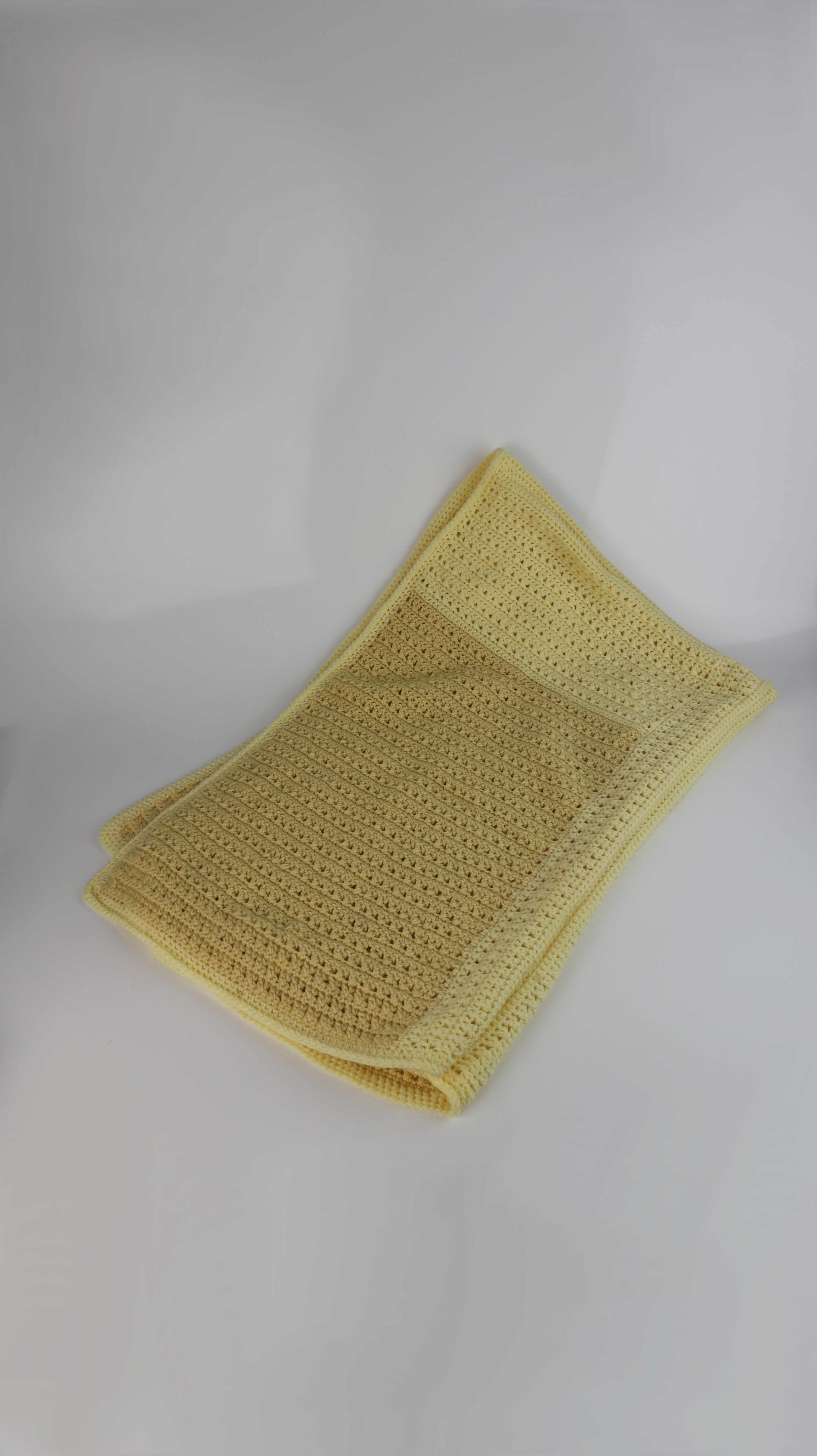 Decke Häkeldecke gelb Strickdecke gestrickt Pastellgelb 160 x 90