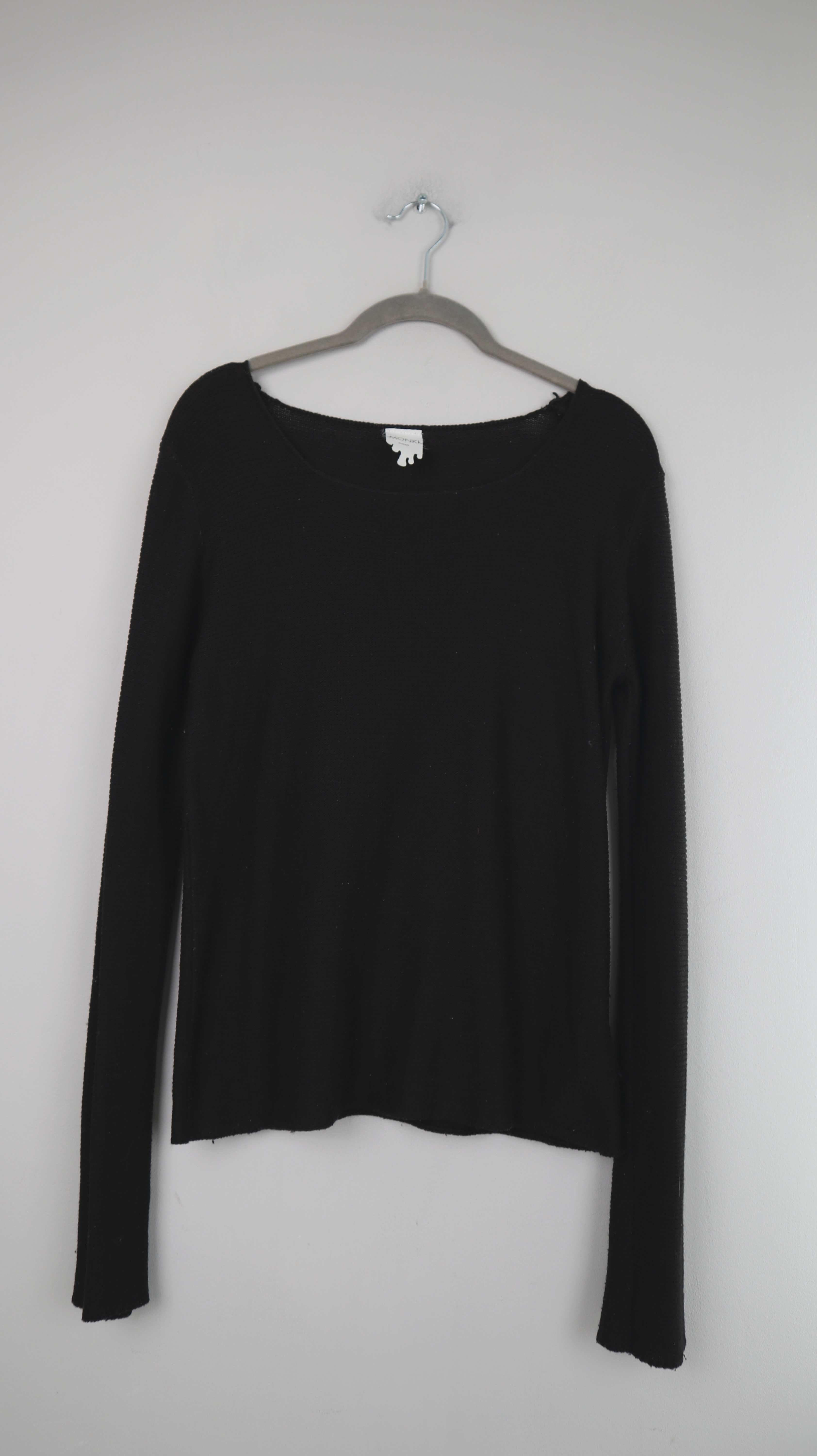 Monki Pullover schwarz 36 S basic einfarbig Longsleeve Tura Knitted