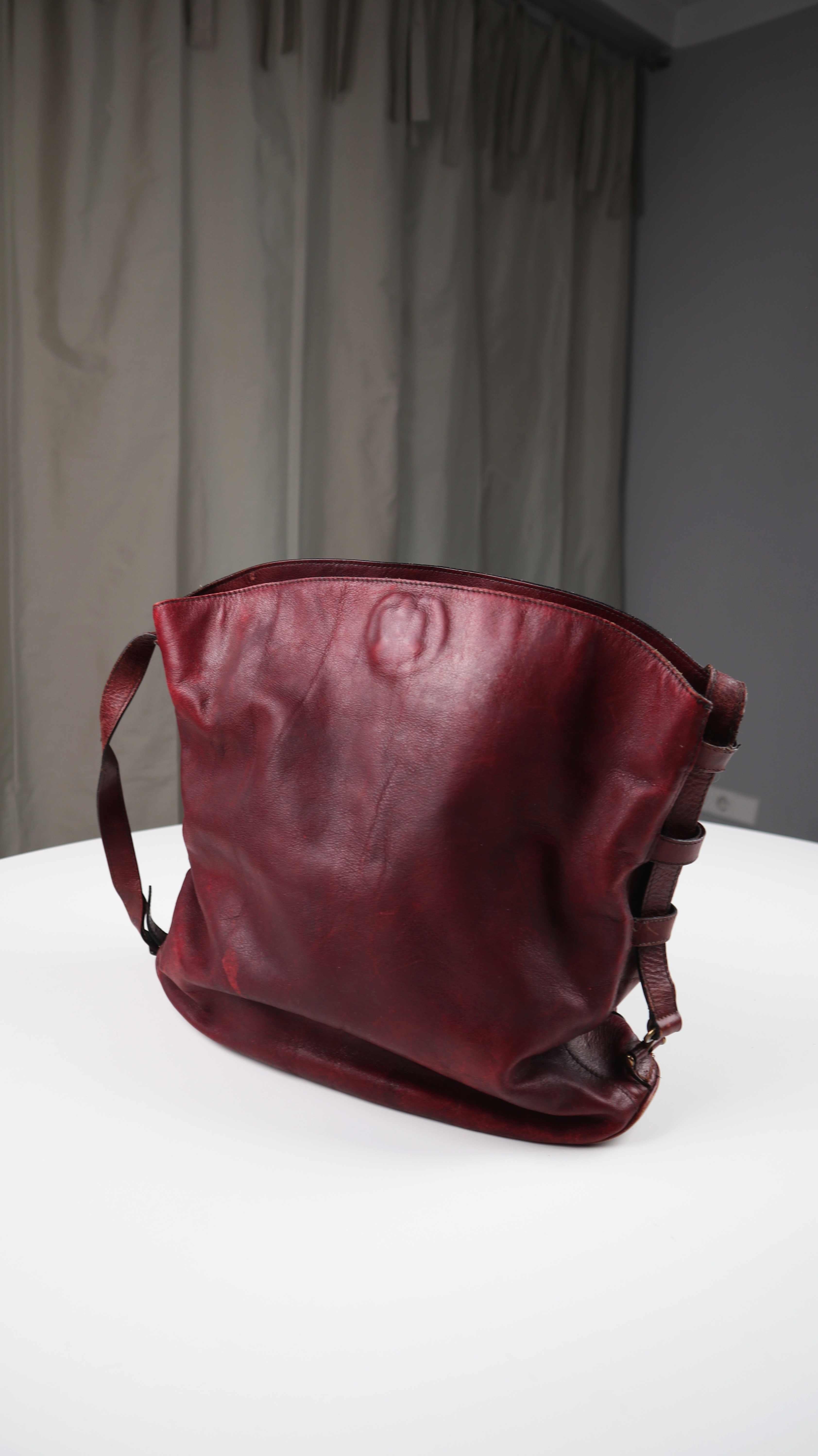 Aigner Tasche true Vintage Ledertasche rot weinrot dunkelrot Shopper