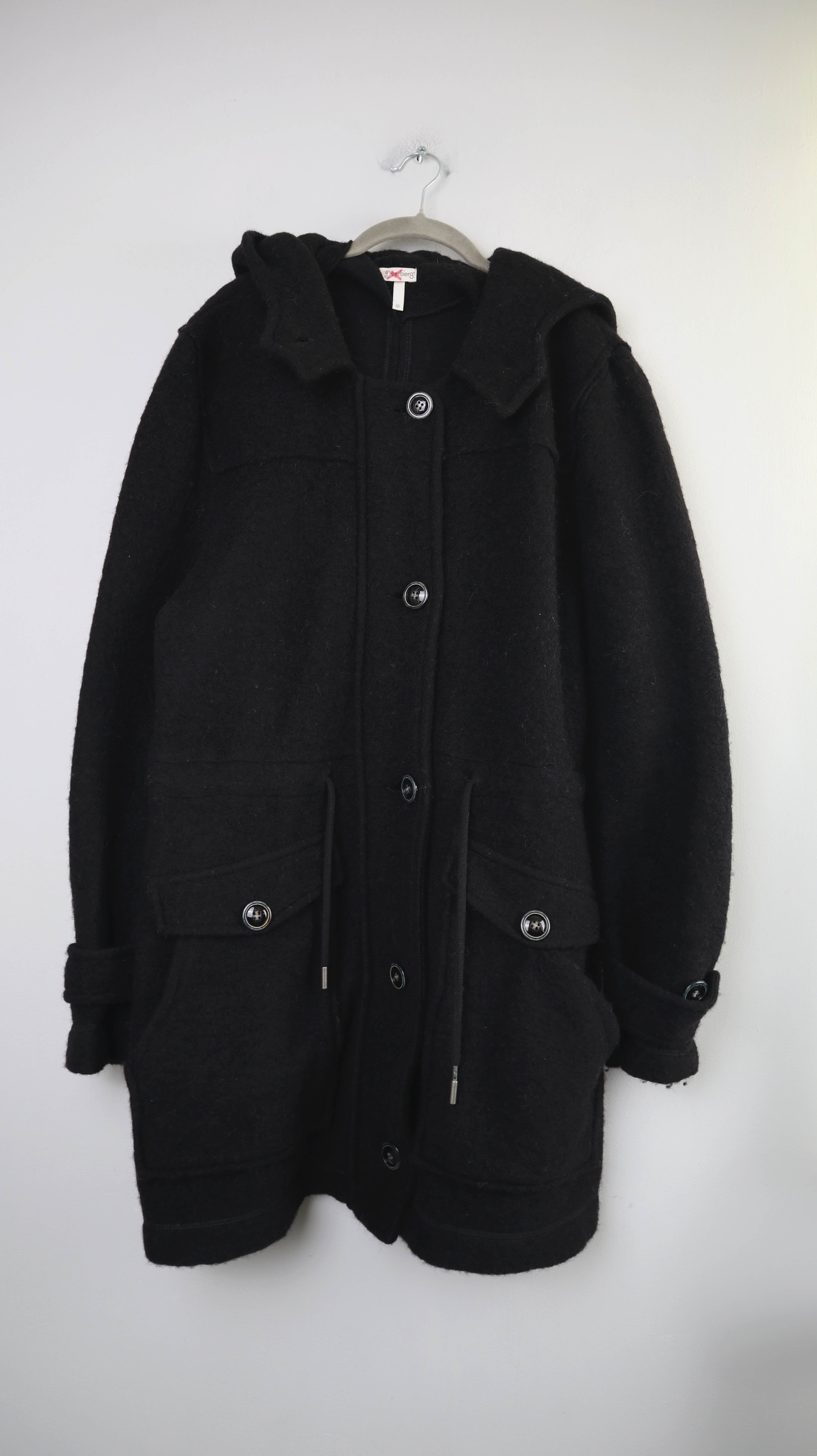 Deerberg Jacke Mantel schwarz Wolle Wollmantel 38 M Cabanjacke