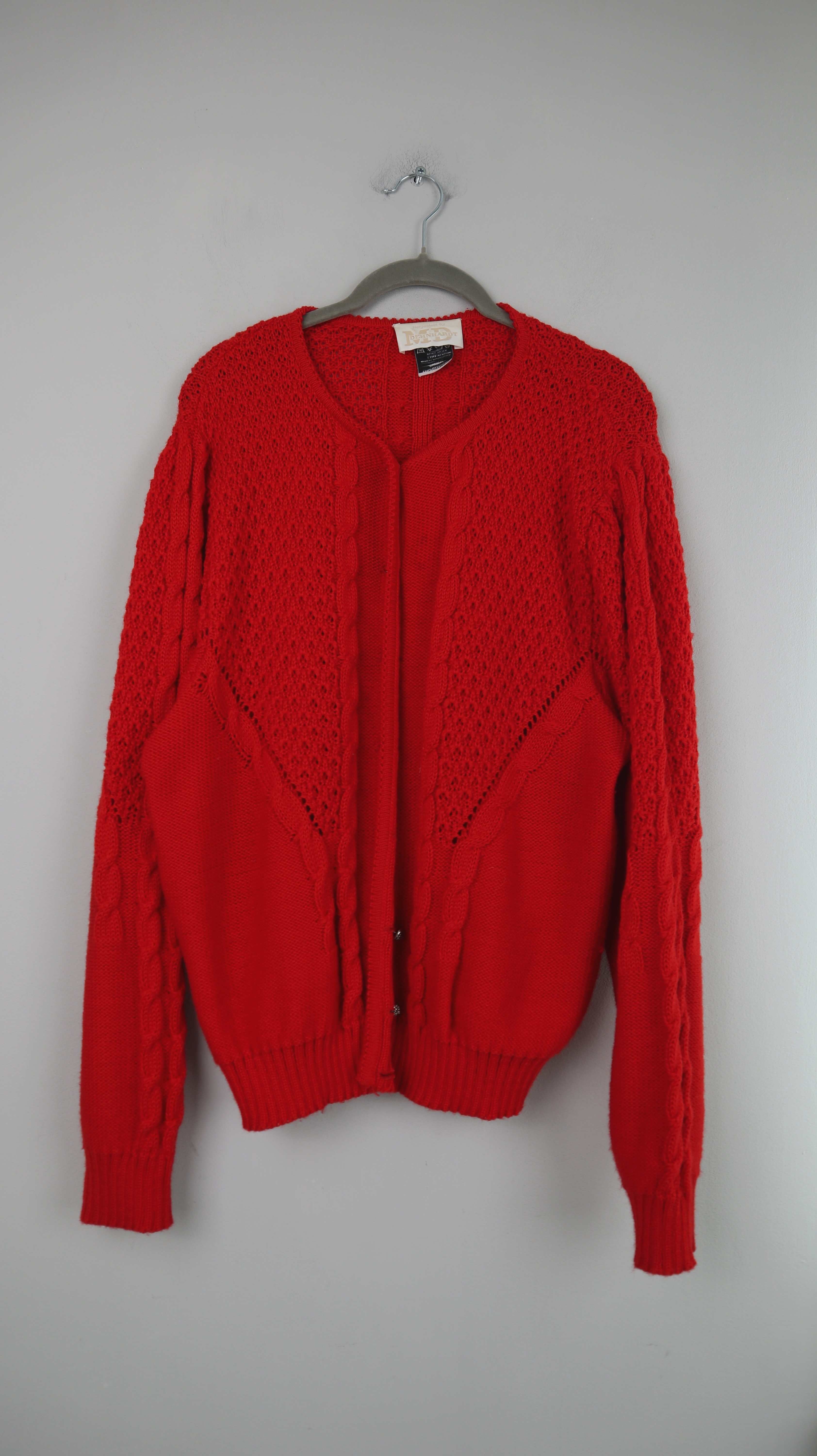 Dehnhardt Strickjacke rot gestrickt Zopfmuster 38 M Oktoberfest Wiesn Cardigan