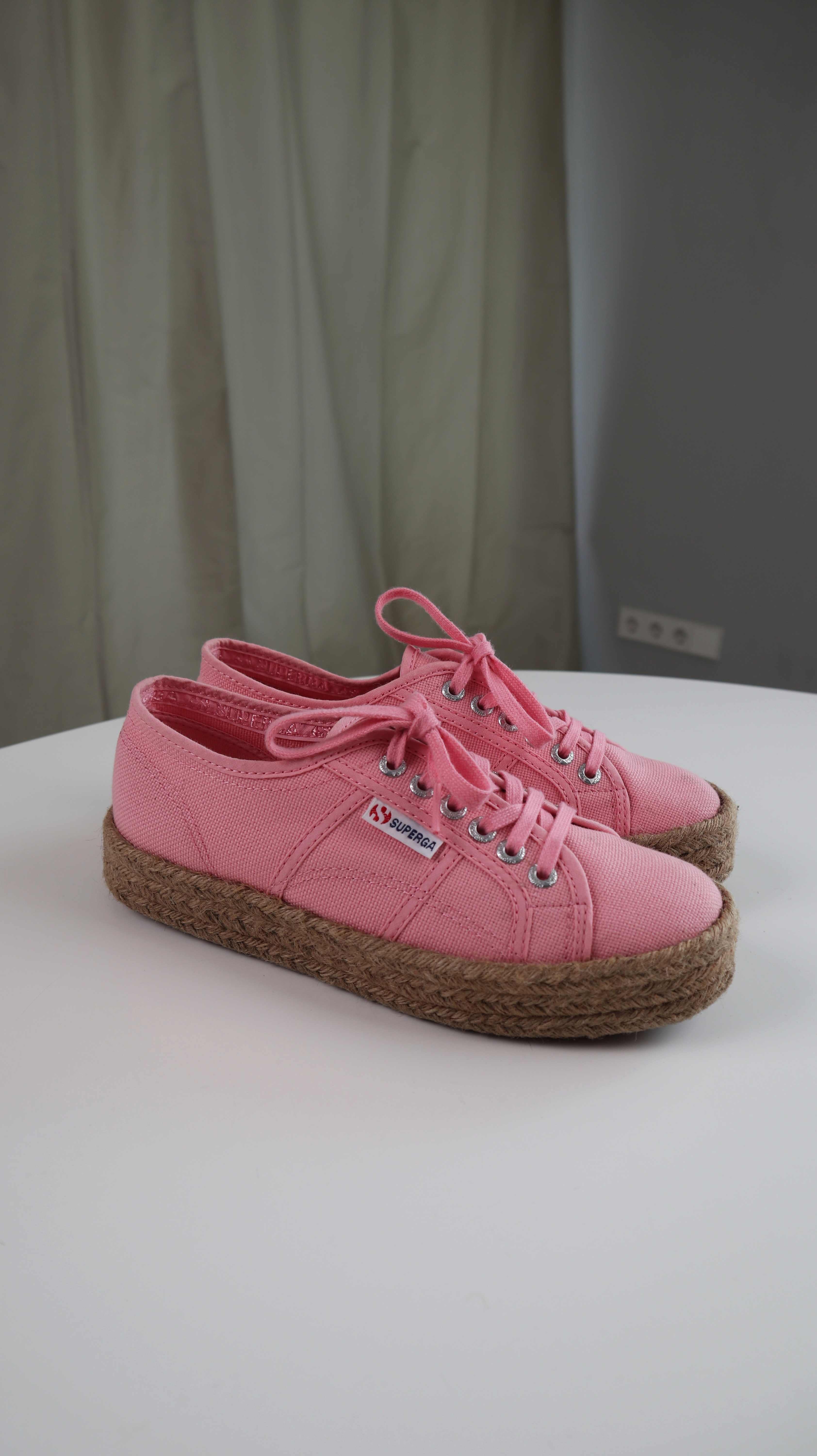 Superga 39 Rosa Pink Sneaker Espandrilles Cotrope Flatform Hanf