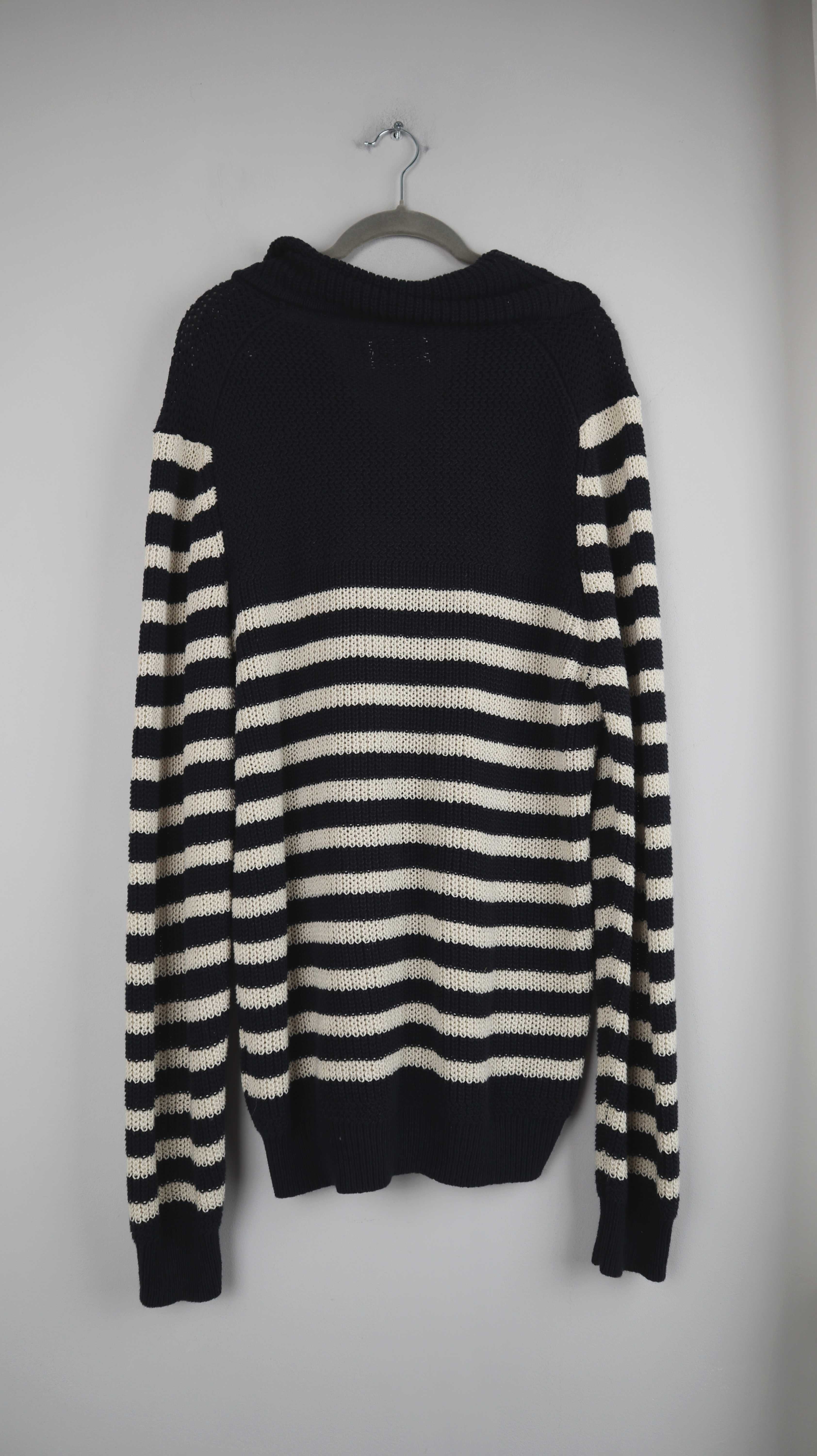 Massimo Dutti Pullover Hoodie Blau weiß gestreift 44 XXL