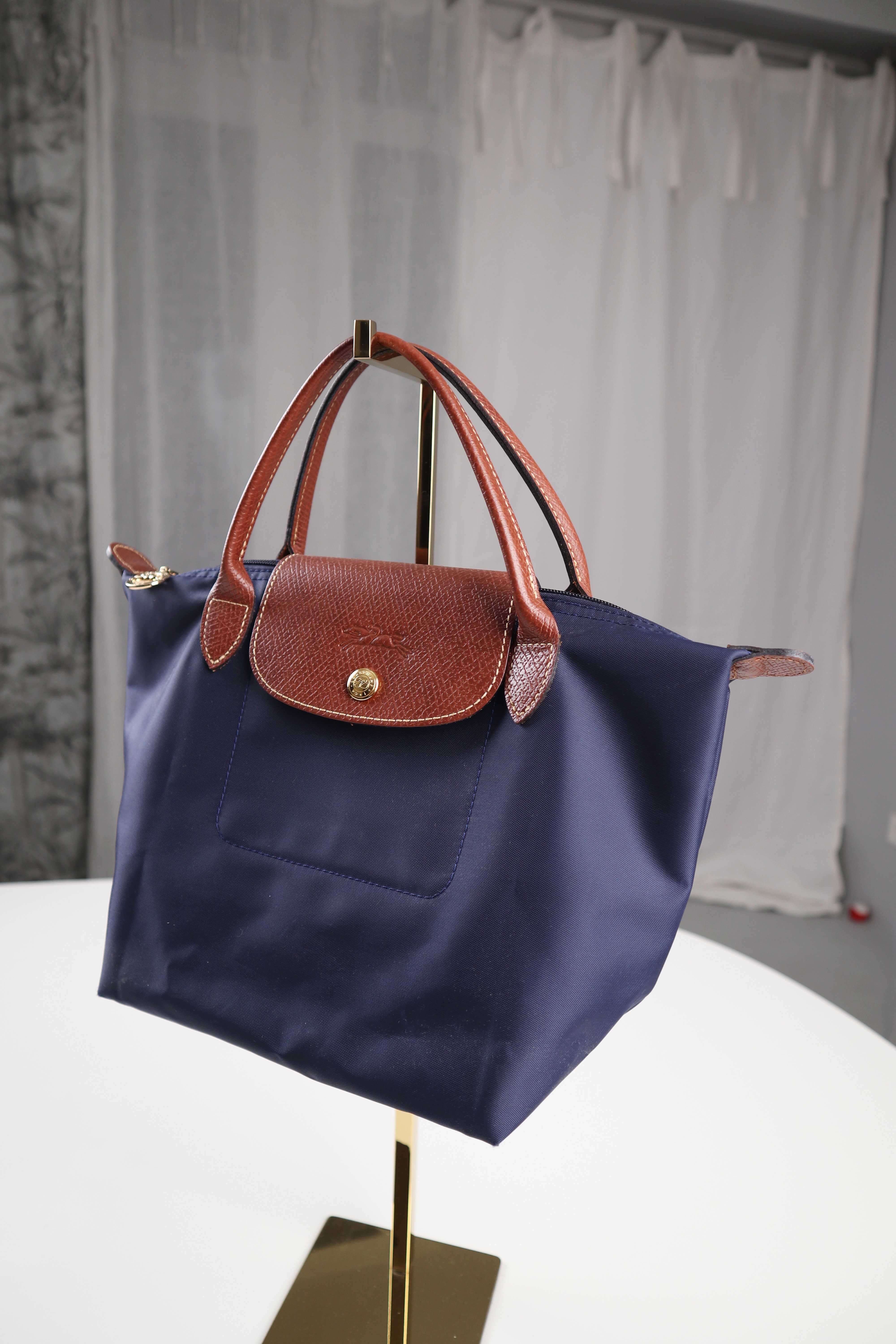 Longchamp Tasche klein Le Pliage S Dunkelblau Marineblau kurze Henkel