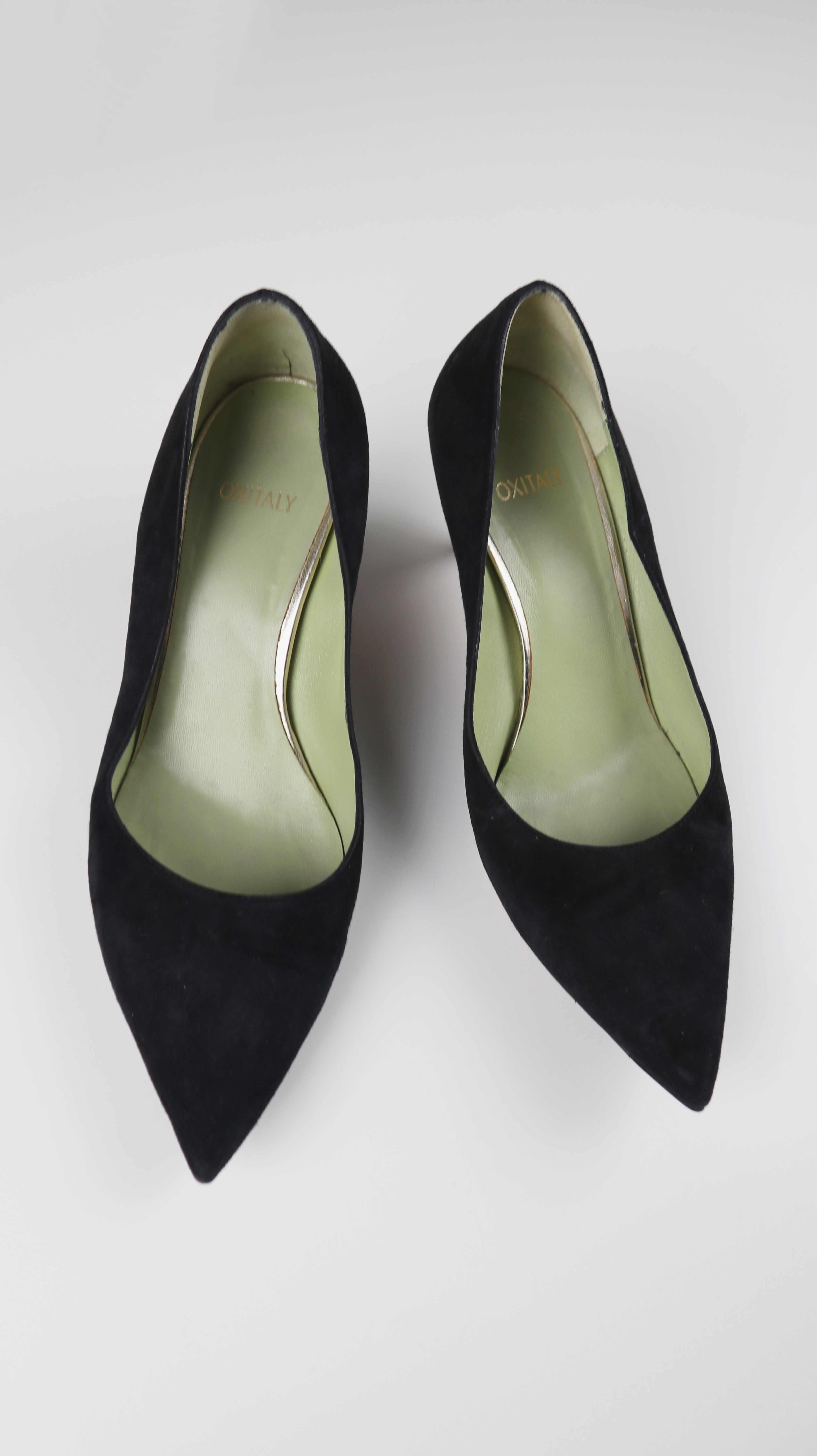 Oxitaly Heels Pumps schwarz 39 Wildleder Absatzschuhe Spitz