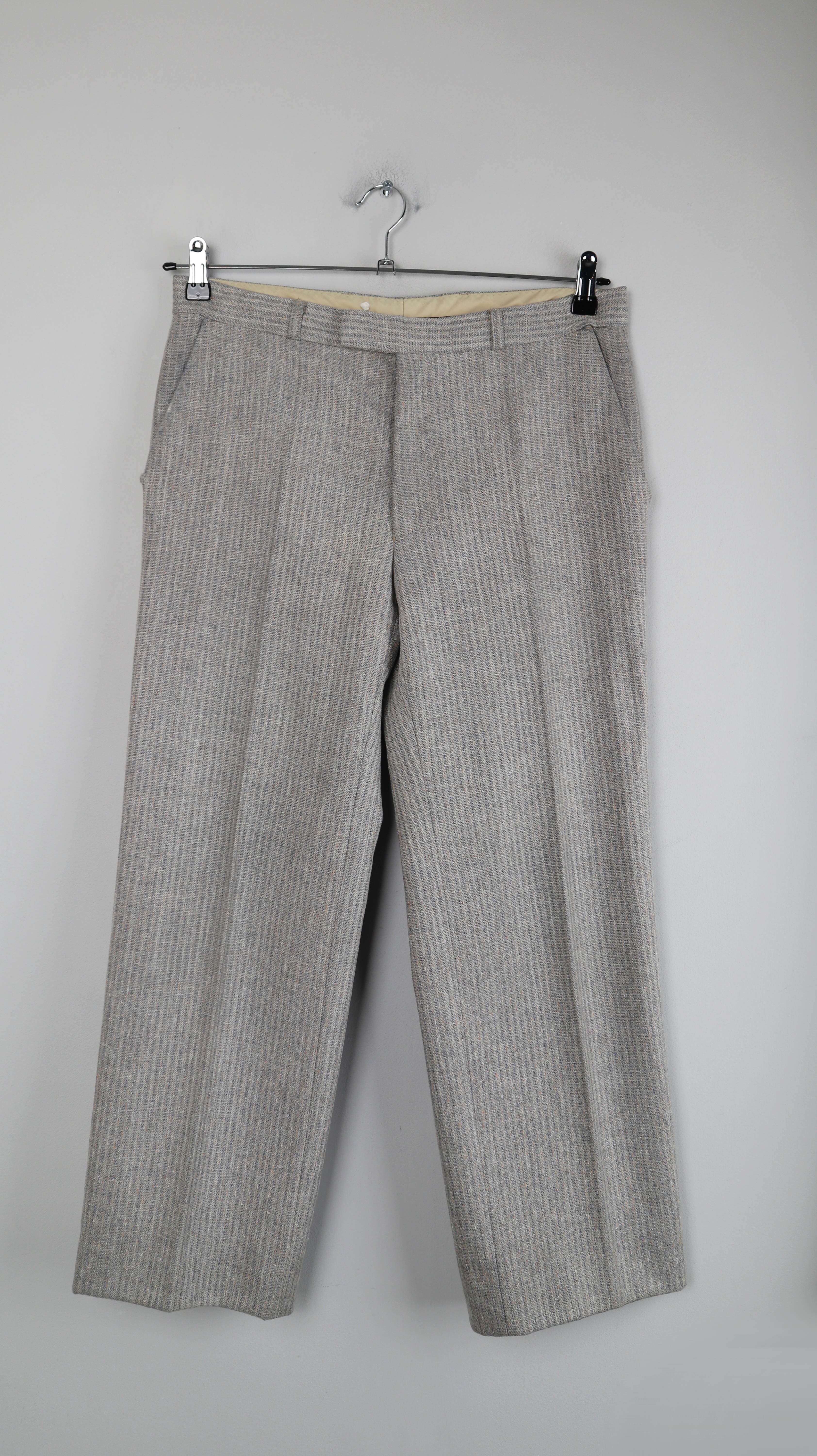 True Vintage Wollhose grau Stifthose Businesshose Wolle Bundfalte 38 M