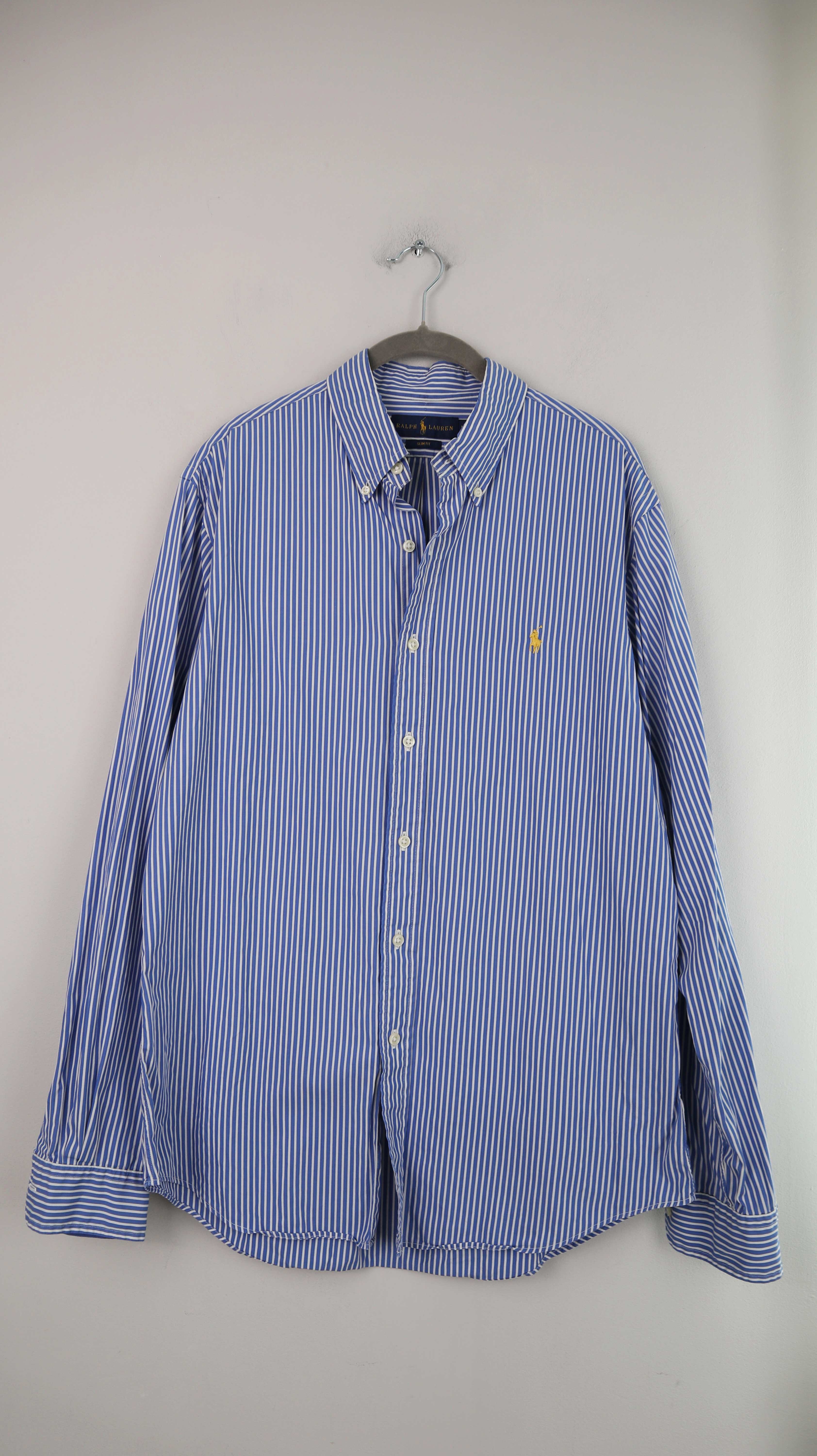 Ralph Lauren Hemd blau weiß gestreift L slim fit Shirt Oberteil